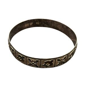 Vintage DF Bracelet Womens 8.5 Silver Gold Hawaii Turtle Hibiscus 925 Sterling